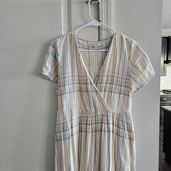 Madewell Linen-Blend Clara Midi Dress in Plaid - Picture 6 of 9